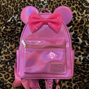 Holographic Neon Pink Minnie Loungefly Backpack